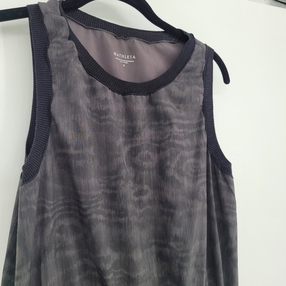Athleta Rincon printed grey black dress lightweight sinch waist knee small - Picture 5 of 11